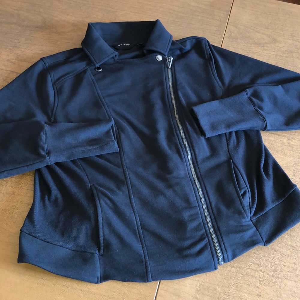 H by HALSTON Black Full Zip Stretch Jacket Blazer
